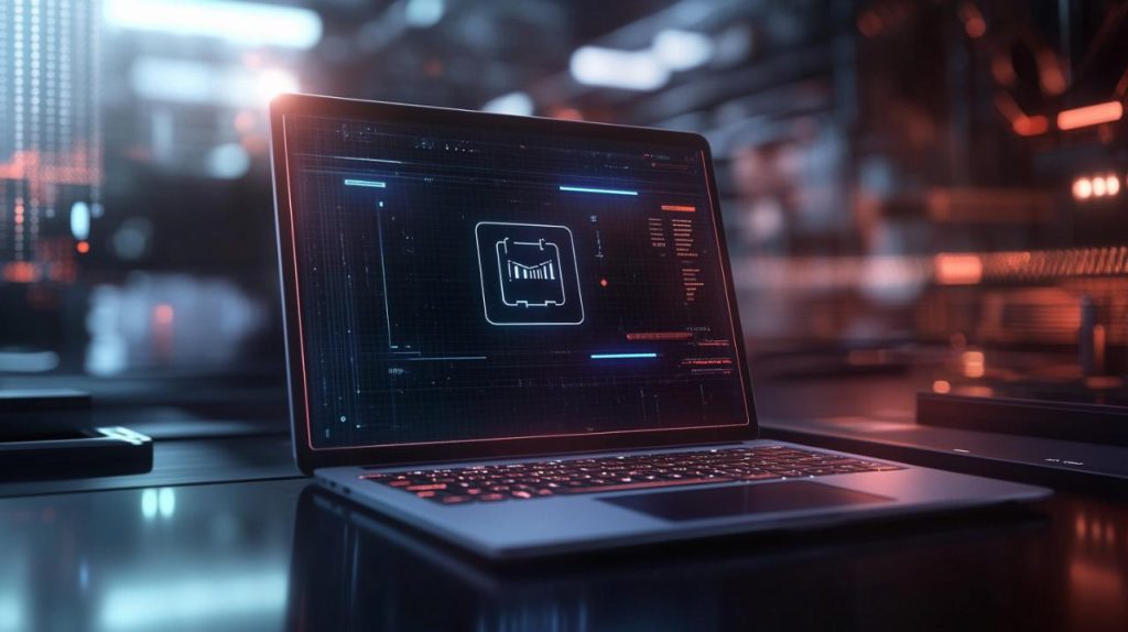 Interface numérique affichant le diagnostic de santé d'une batterie ordinateur portable usée sur un écran de PC